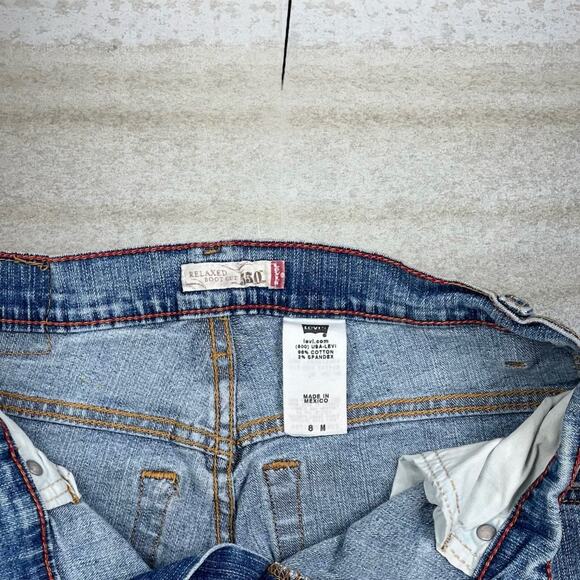 Levis Jeans 550 Relaxed Fit Light Wash Denim Distressed Bottoms - Picture 5 of 5